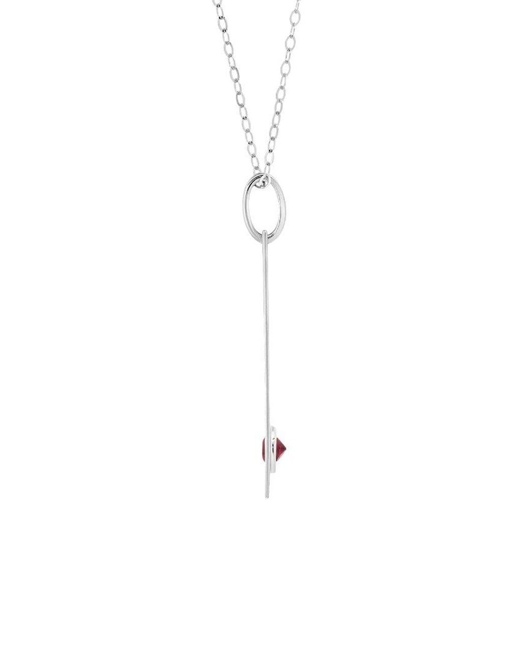 MaxColor White 14K 0.09 Ct. Tw. Lab-Grown Ruby Pendant Necklace