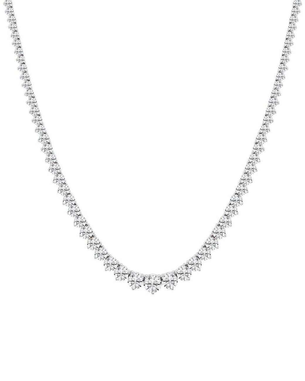 Lab Grown Diamonds Metallic 14K 12.00 Ct. Tw. Lab-Grown Diamond Riviera Necklace