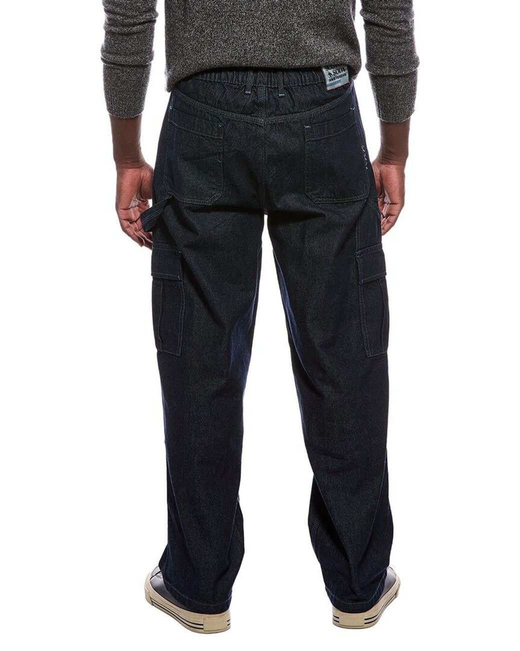 Scotch & Soda Black Relaxed Carpenter Denim Pant for men