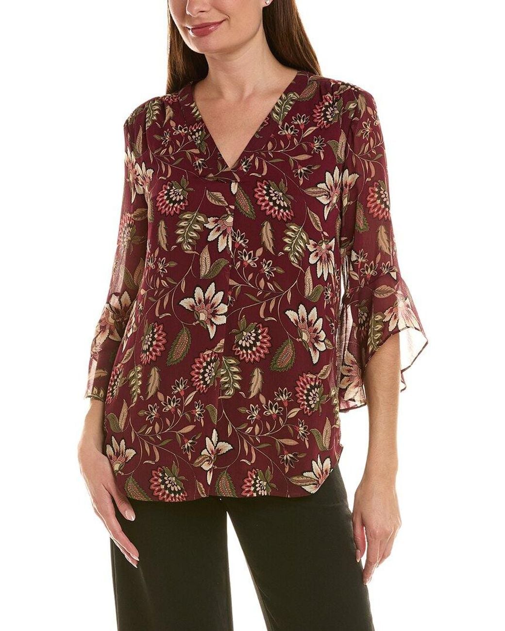 Jones New York Red Flutter Kelly Blouse