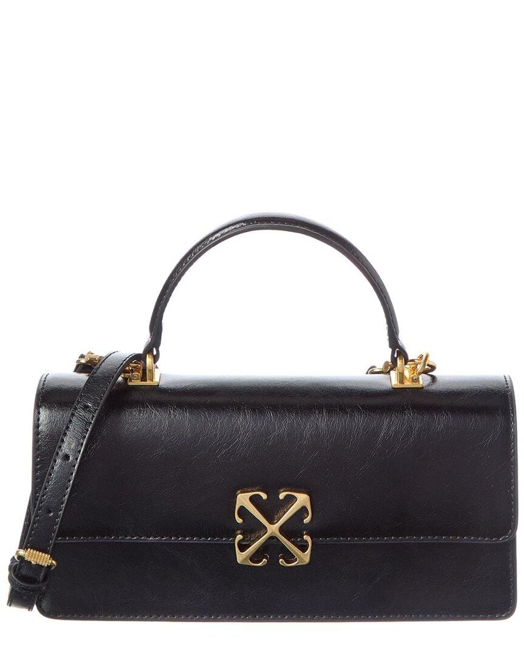 Off-White c/o Virgil Abloh Black Jitney East West Leather Shoulder Bag