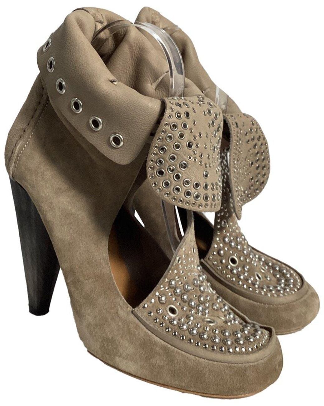 Isabel Marant Brown Suede Mossa Studded Cut Out Bootie (authentic Pre-loved)