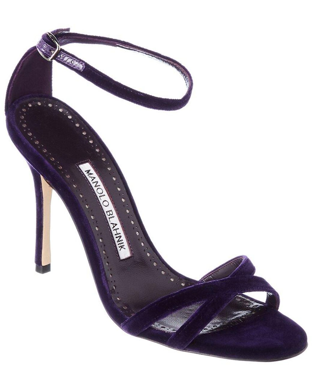 Manolo Blahnik Blue Paloma 105 Velvet Sandal