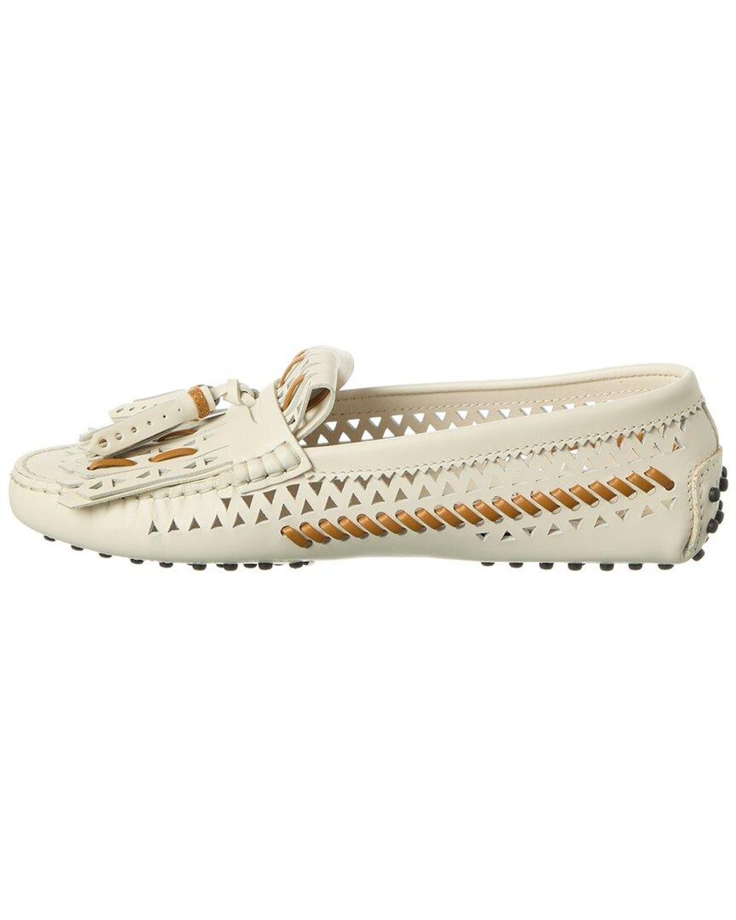 Tod's White Gommini Leather Loafer