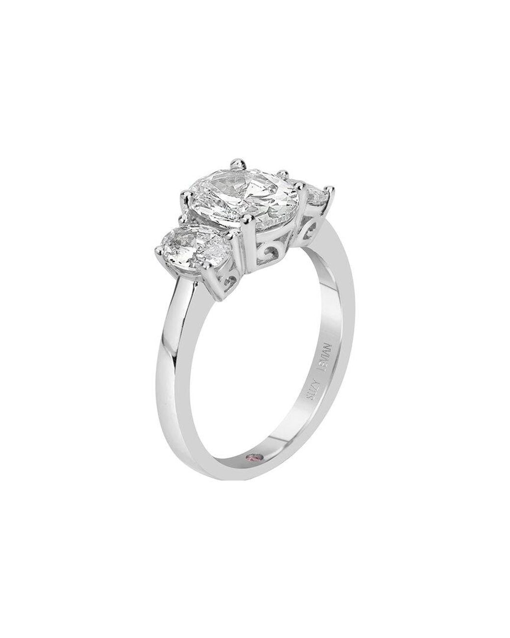 Suzy Levian White Silver Cz Ring