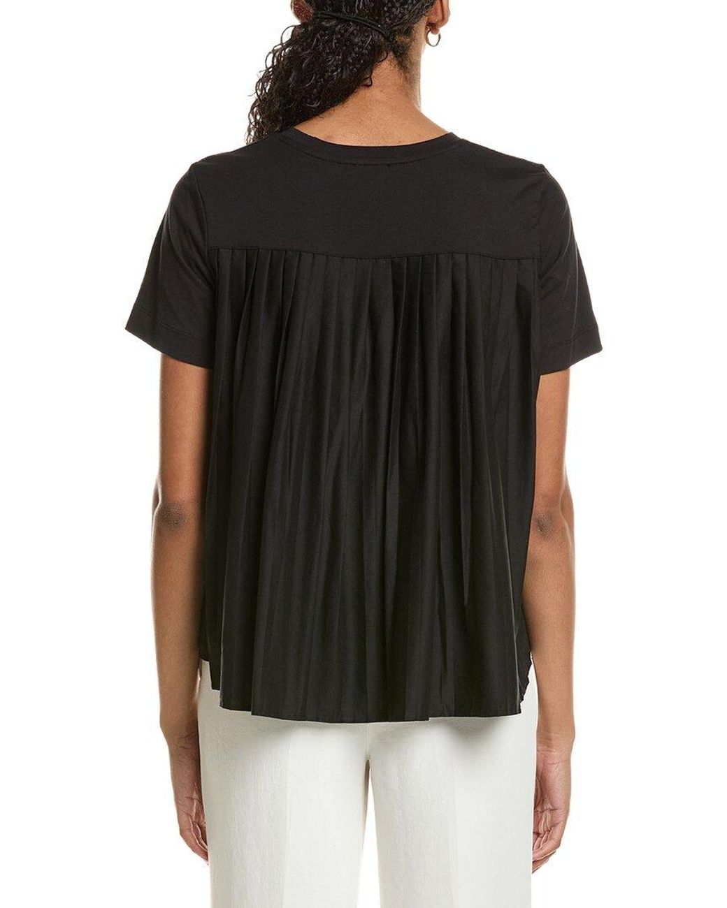 Kenneth Cole Black High-Low Pleated Back T-Shirt