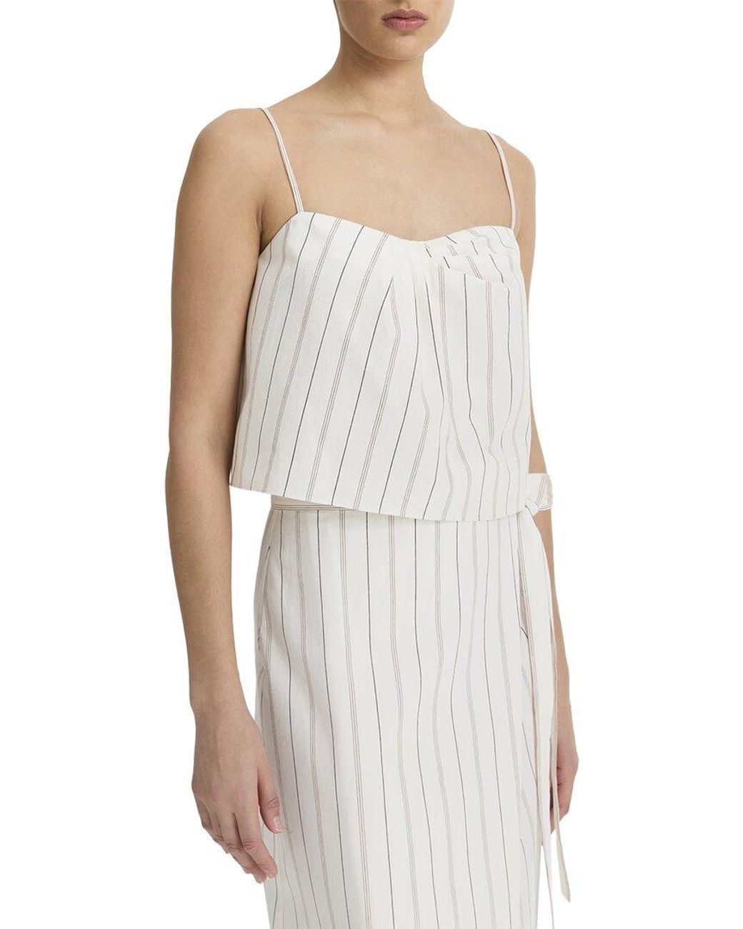 Vince Gray Seedling Stripe Draped Front Tank