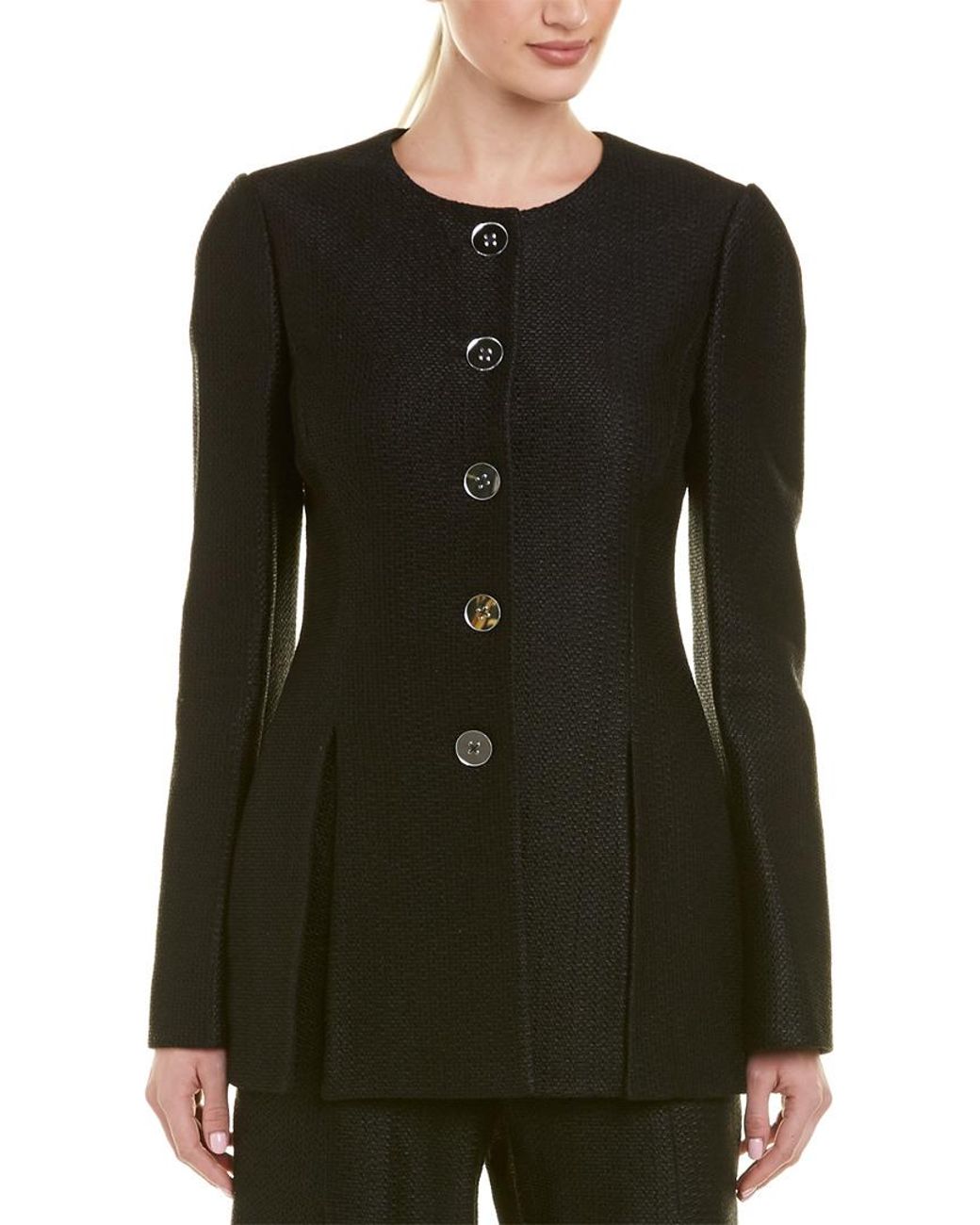 Carolina Herrera Linen-blend Silk-lined Jacket in Black - Lyst