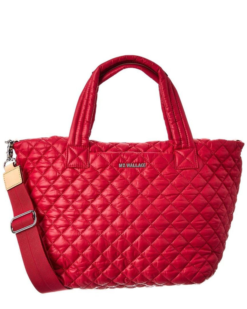MZ Wallace Red Small Metro Nylon & Leather Tote Deluxe