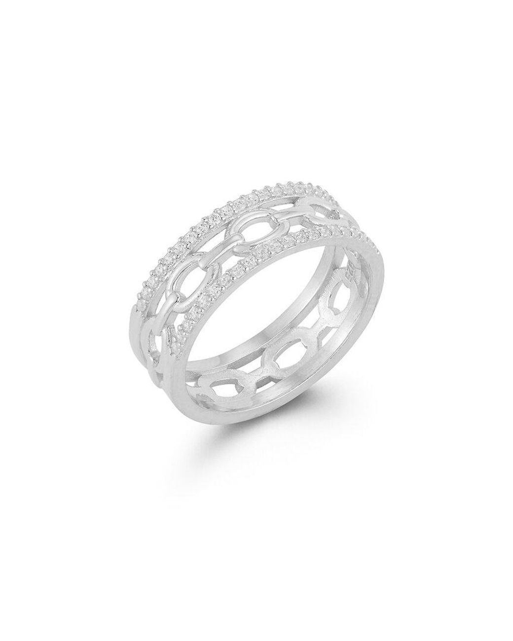 Chloe and Madison White Silver Cz Triple Stack Ring