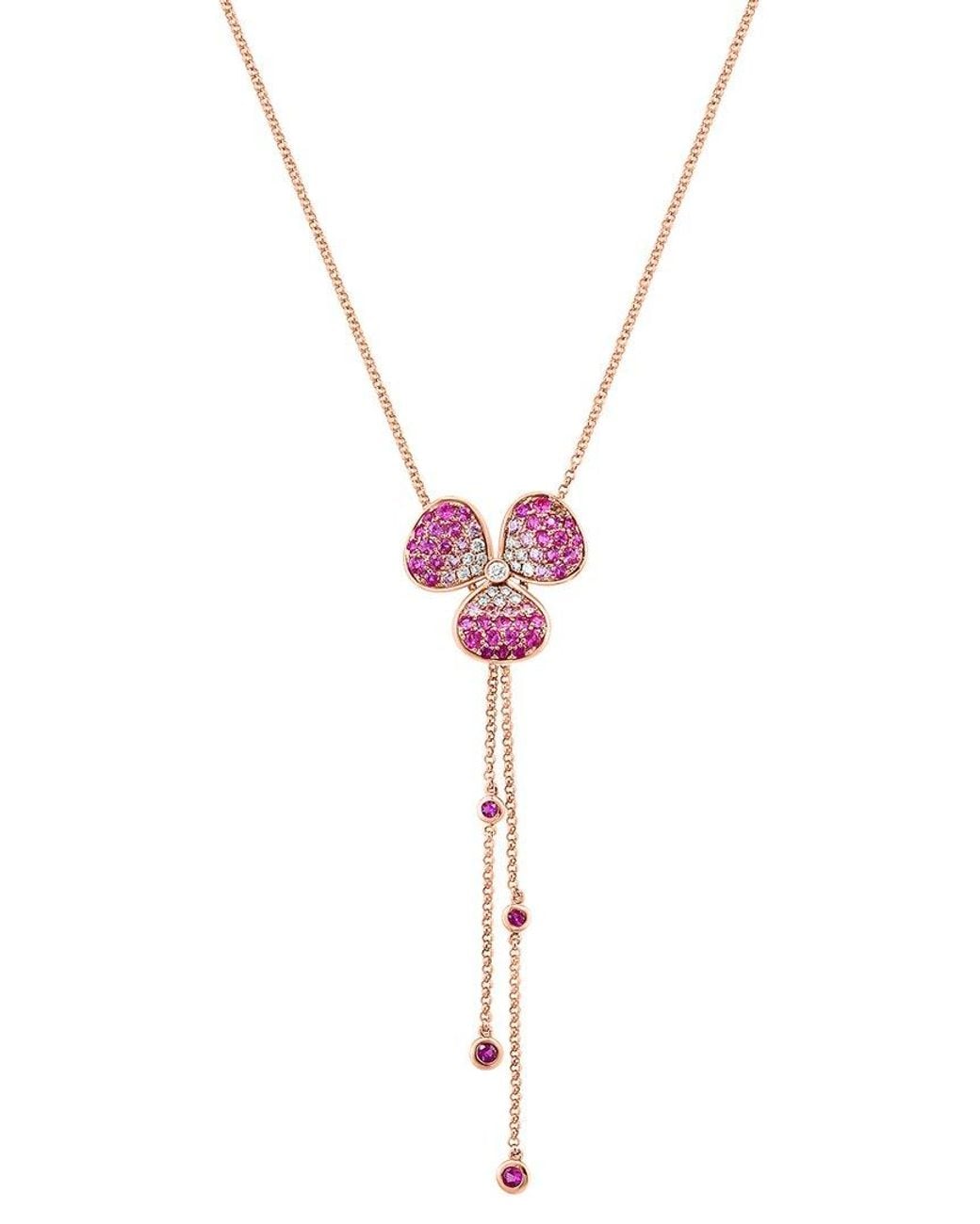 Effy Fine Jewelry Pink 14K Rose 1.17 Ct. Tw. Diamond & Sapphire Necklace