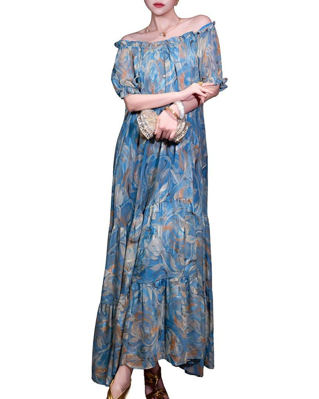 BRC By BURRYCO Blue Off-The-Shoulder Maxi Dress