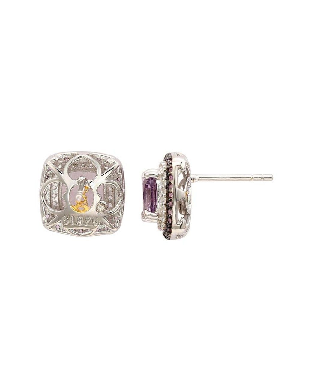 Suzy Levian Multicolor Silver 0.02 Ct. Tw. Diamond Studs