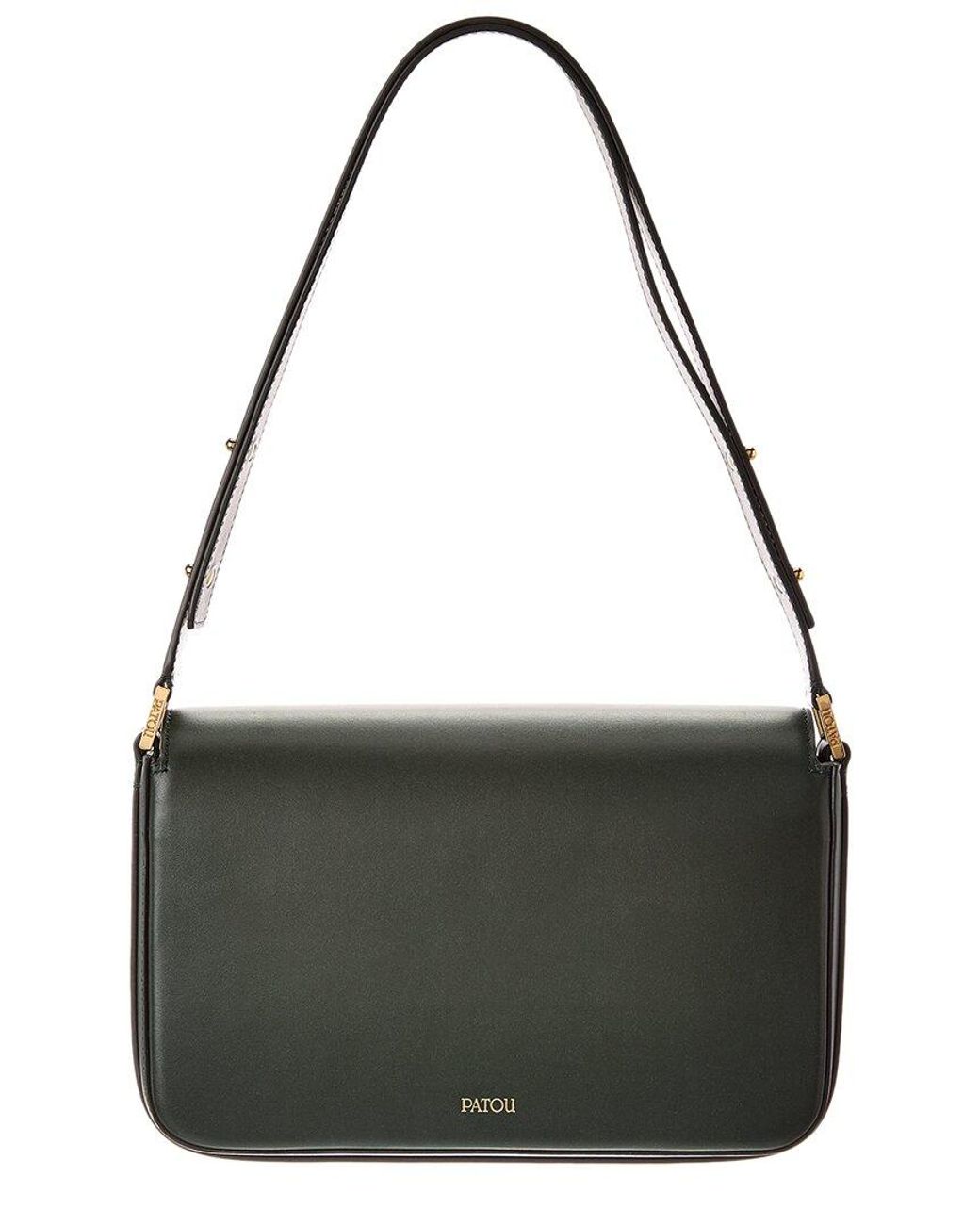 Patou Black Le Lock Leather Shoulder Bag