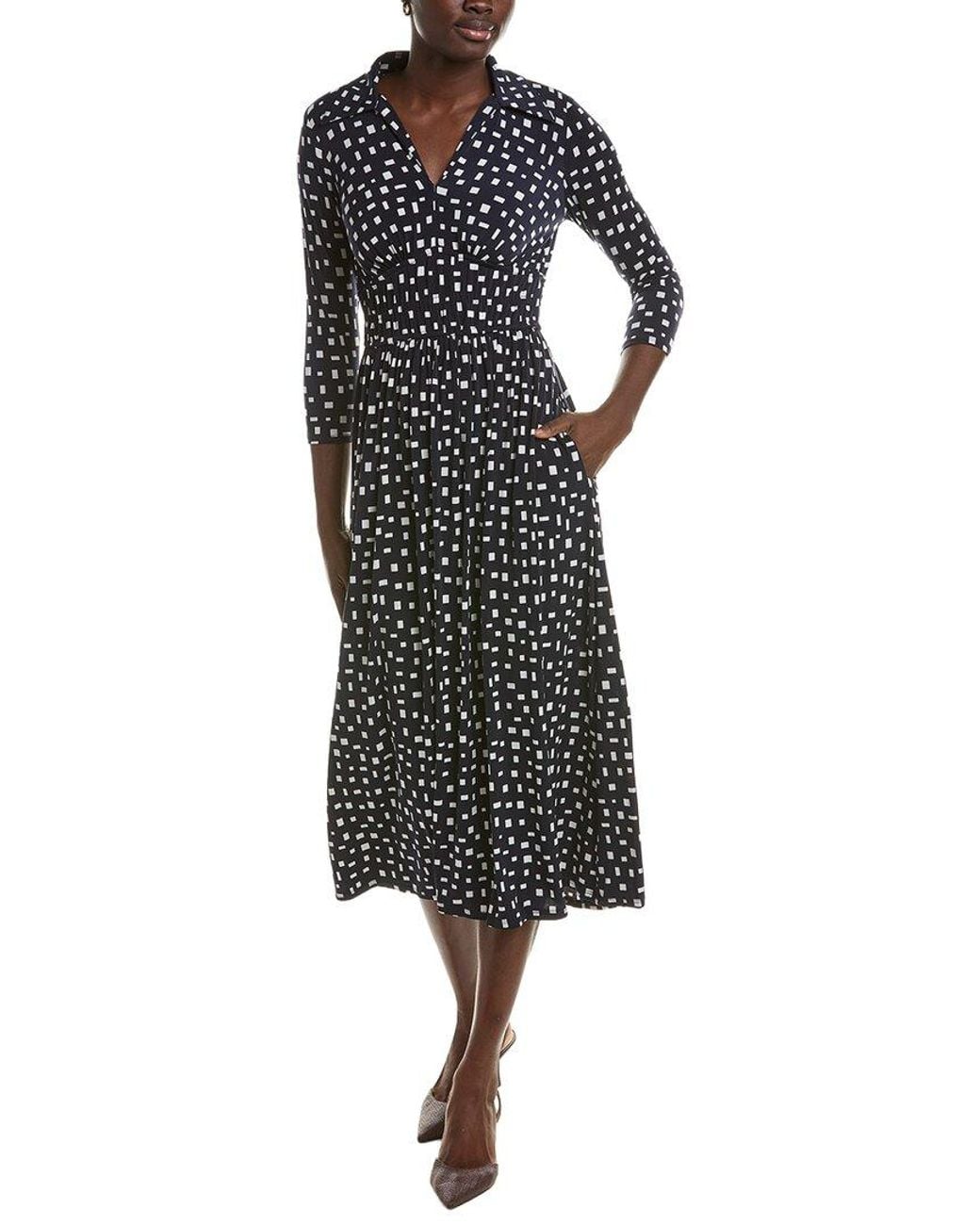 Maison Tara Black Long Sleeve Midi Dress