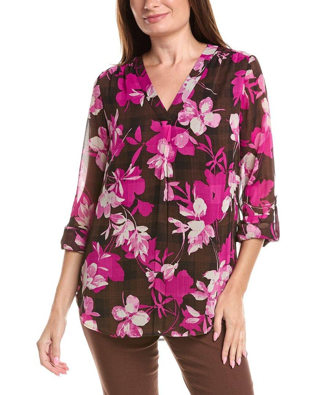 Jones New York Red 3/4-Sleeve Tunic