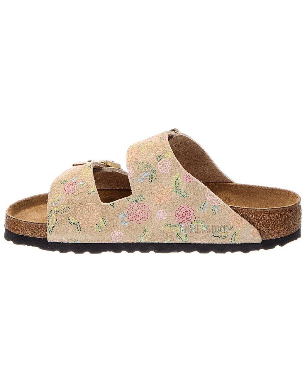 Birkenstock Brown Arizona Flowers Sandcastle Suede Sandal
