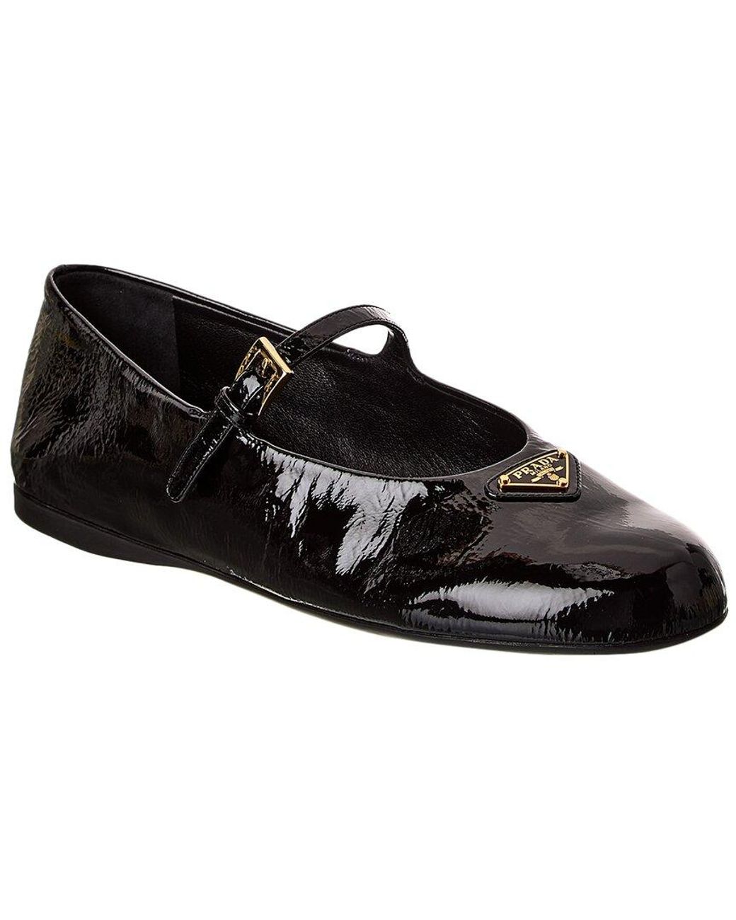 Prada Black Triangle Patent Flat
