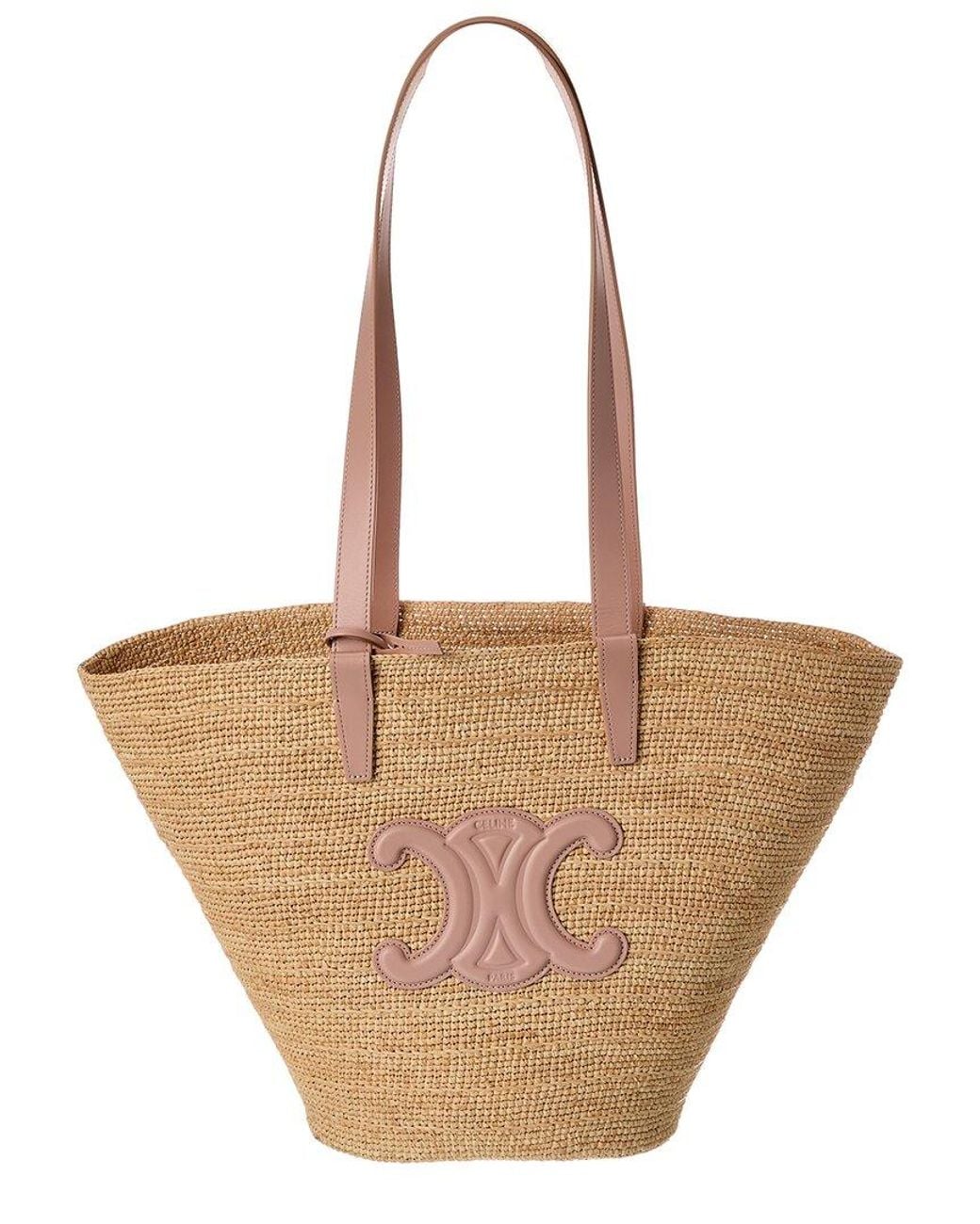 Céline Natural Classic Panier Raffia & Leather Tote