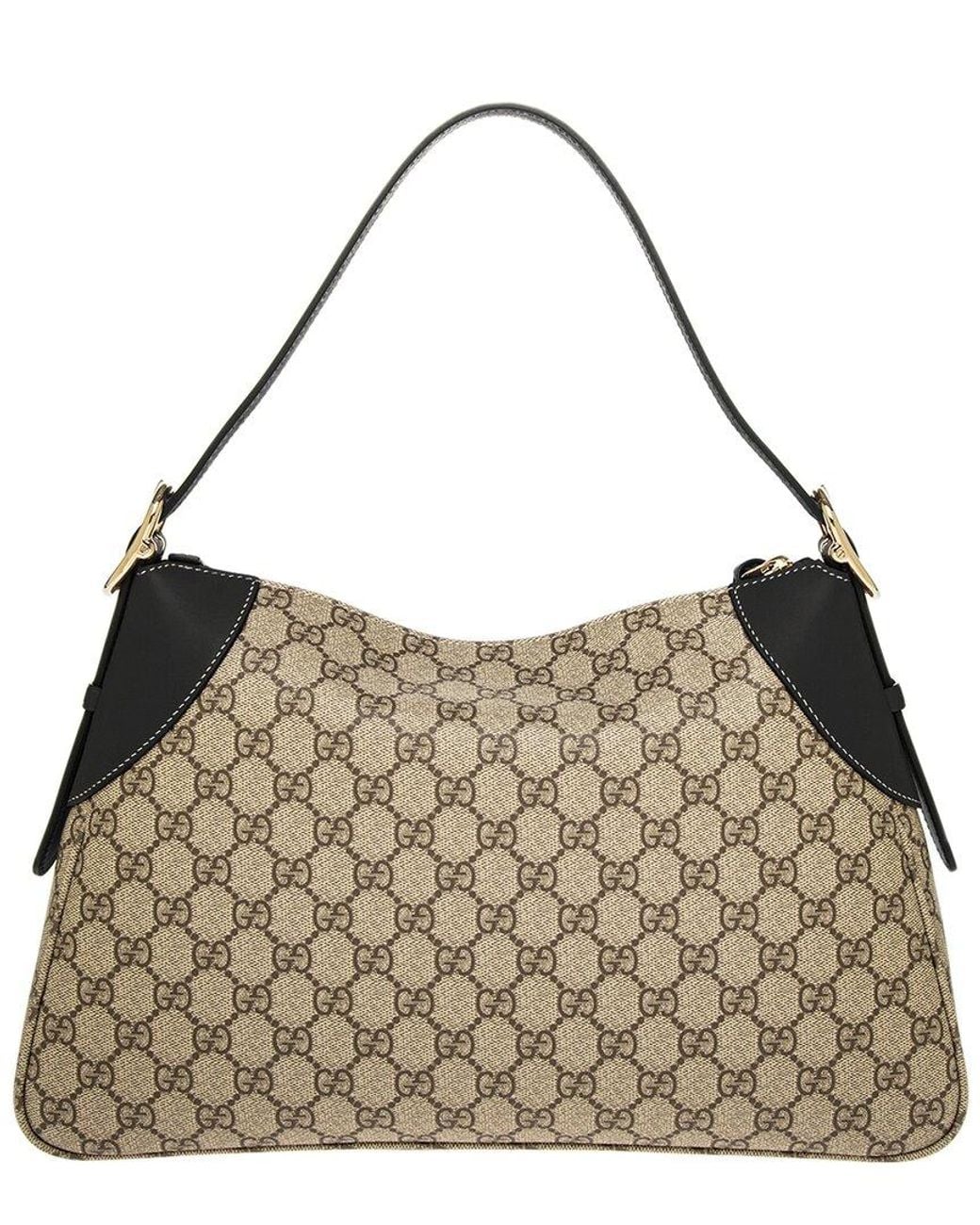 Gucci Brown Gg Emblem Large Leather Shoulder Bag