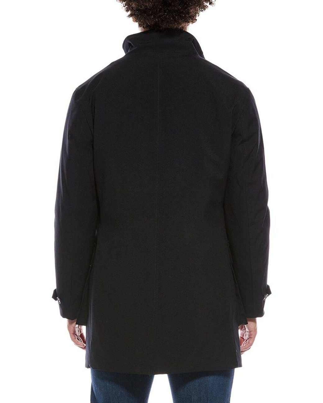 Reiss Black Peak Overcoat for men