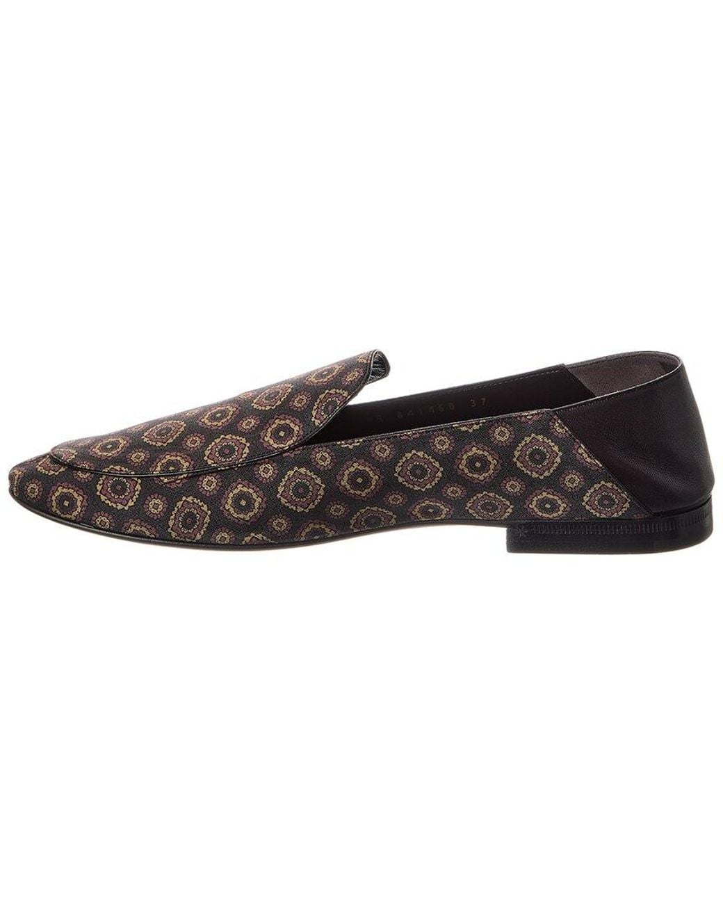 Saint Laurent Brown Alain Canvas & Leather Flat