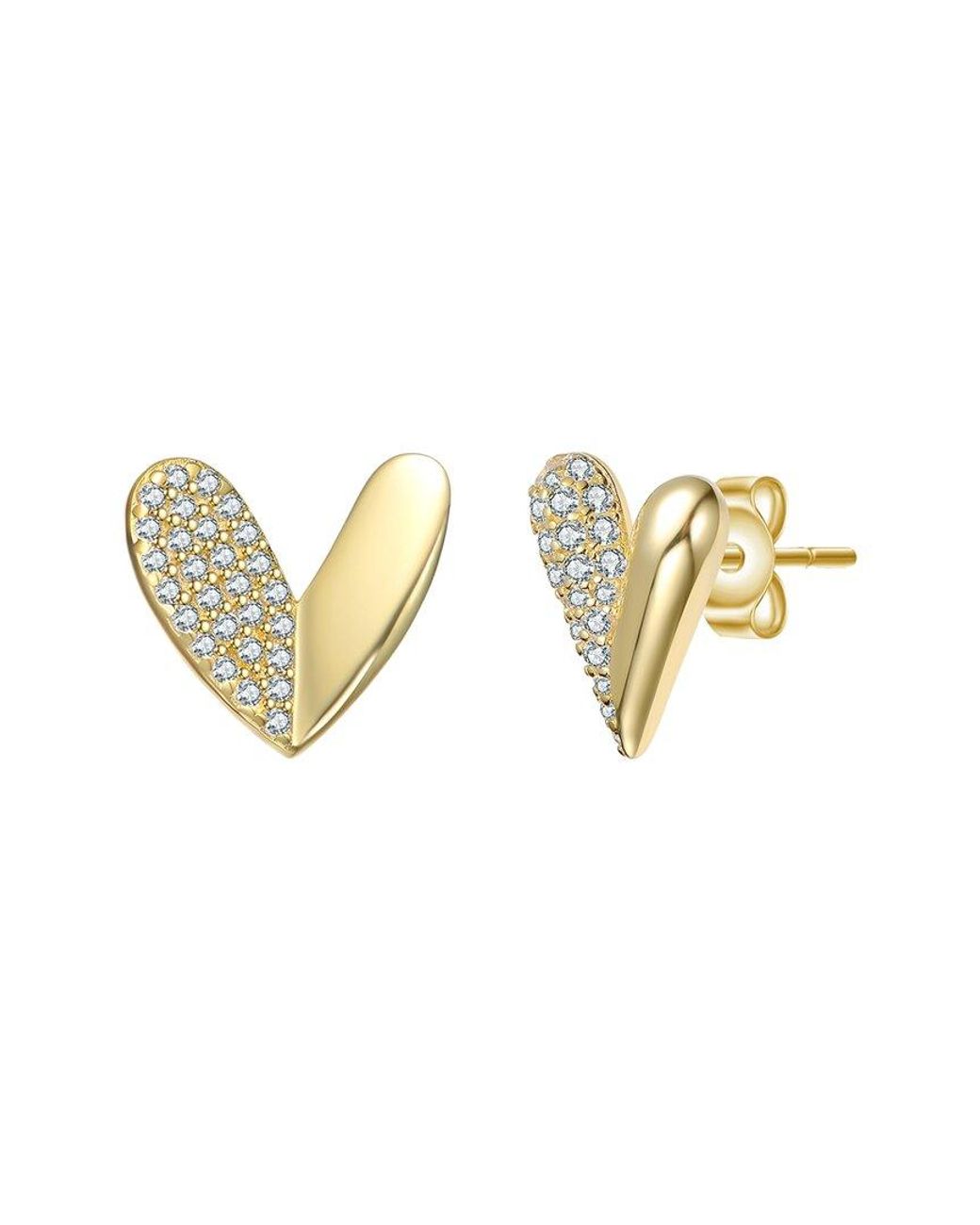 Genevive Jewelry Metallic 14K Plated Cz Stud Earrings