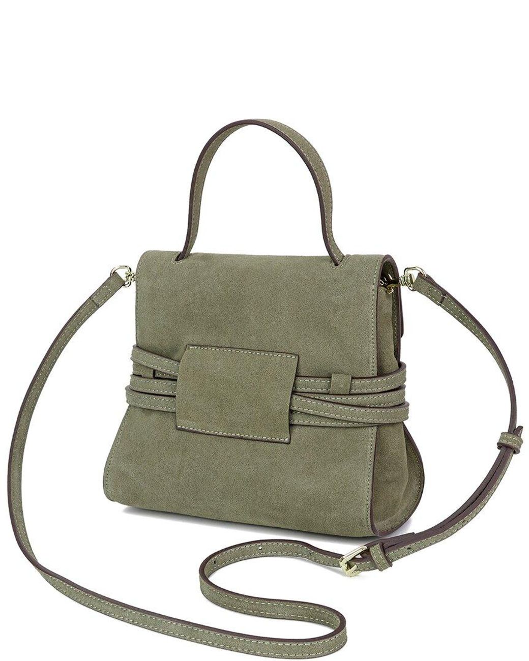 Tiffany & Fred Paris Metallic Luxury Suede Convertible Messenger Bag