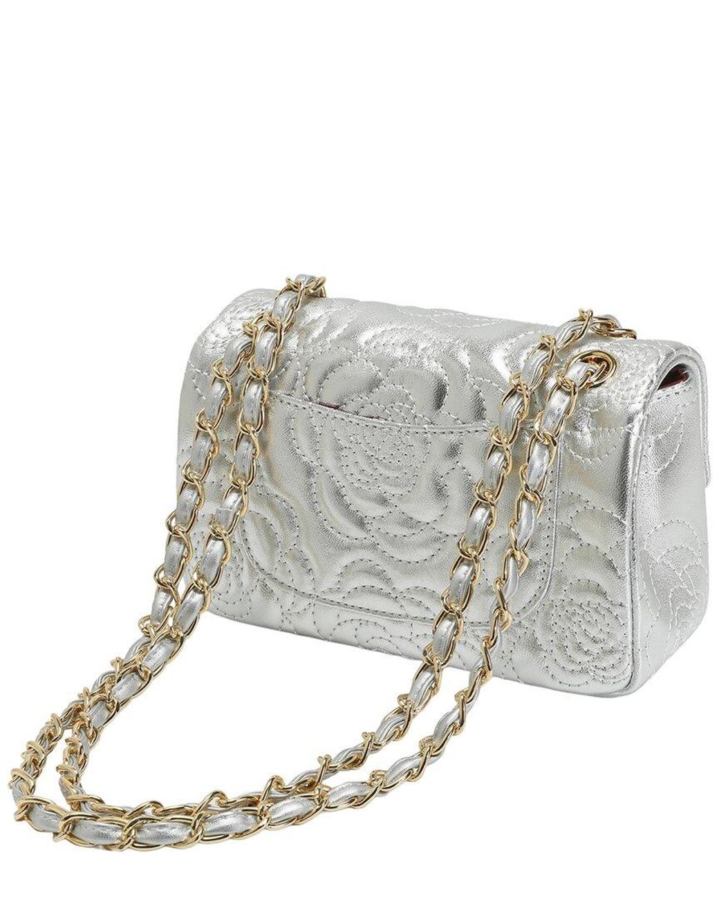 Tiffany & Fred Paris Gray Quilted Sheepskin Crossbody