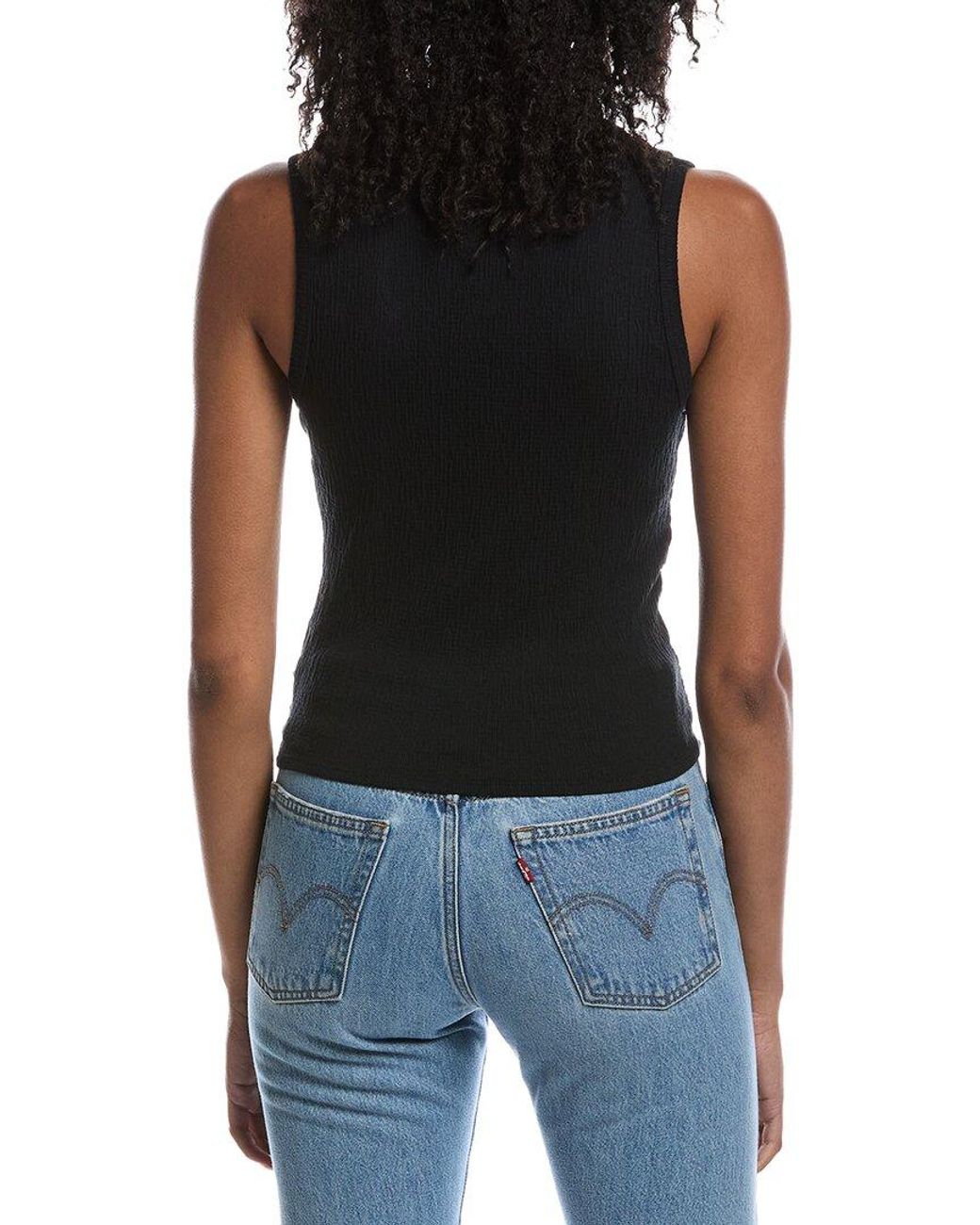 Michael Stars Black Maggie Wrap Crop Tank Top