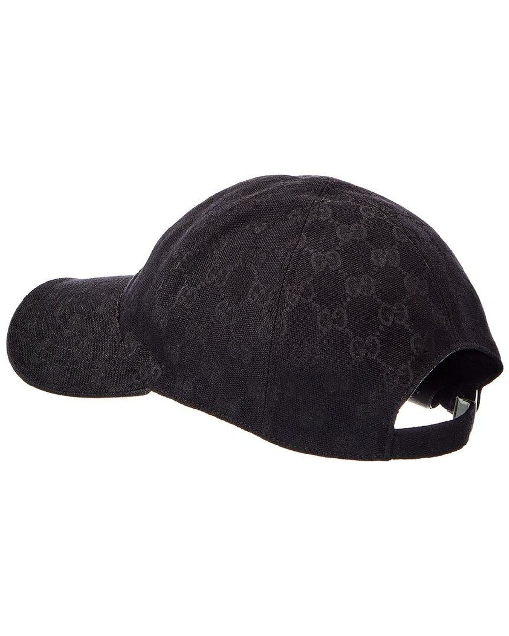 Gucci Black Gg Canvas Leather-Trim Baseball Cap