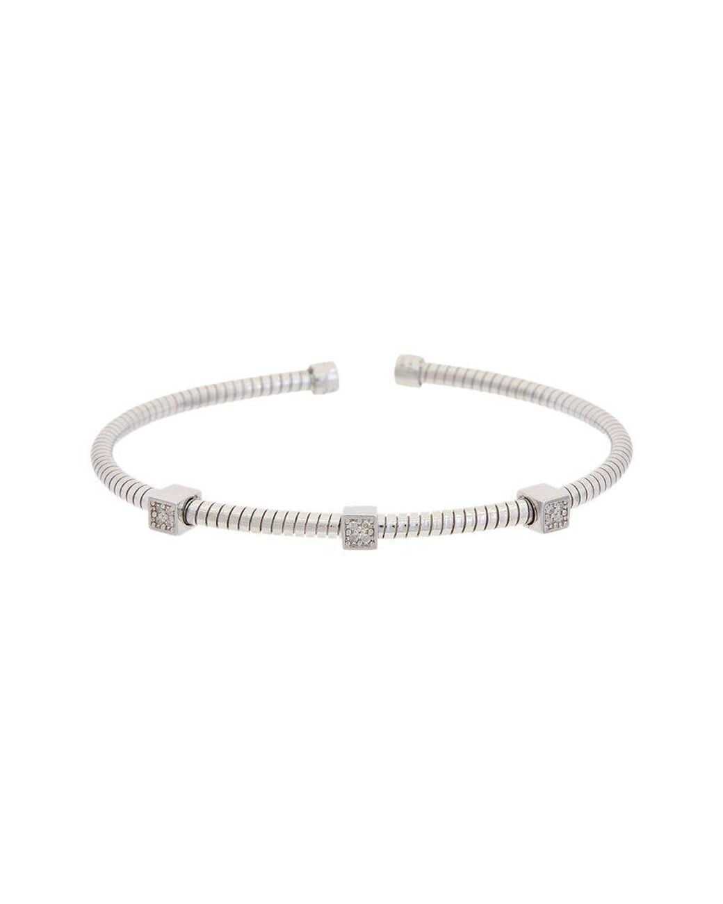 Meshmerise White 18K Over 0.08 Ct. Tw. Diamond Bangle Bracelet