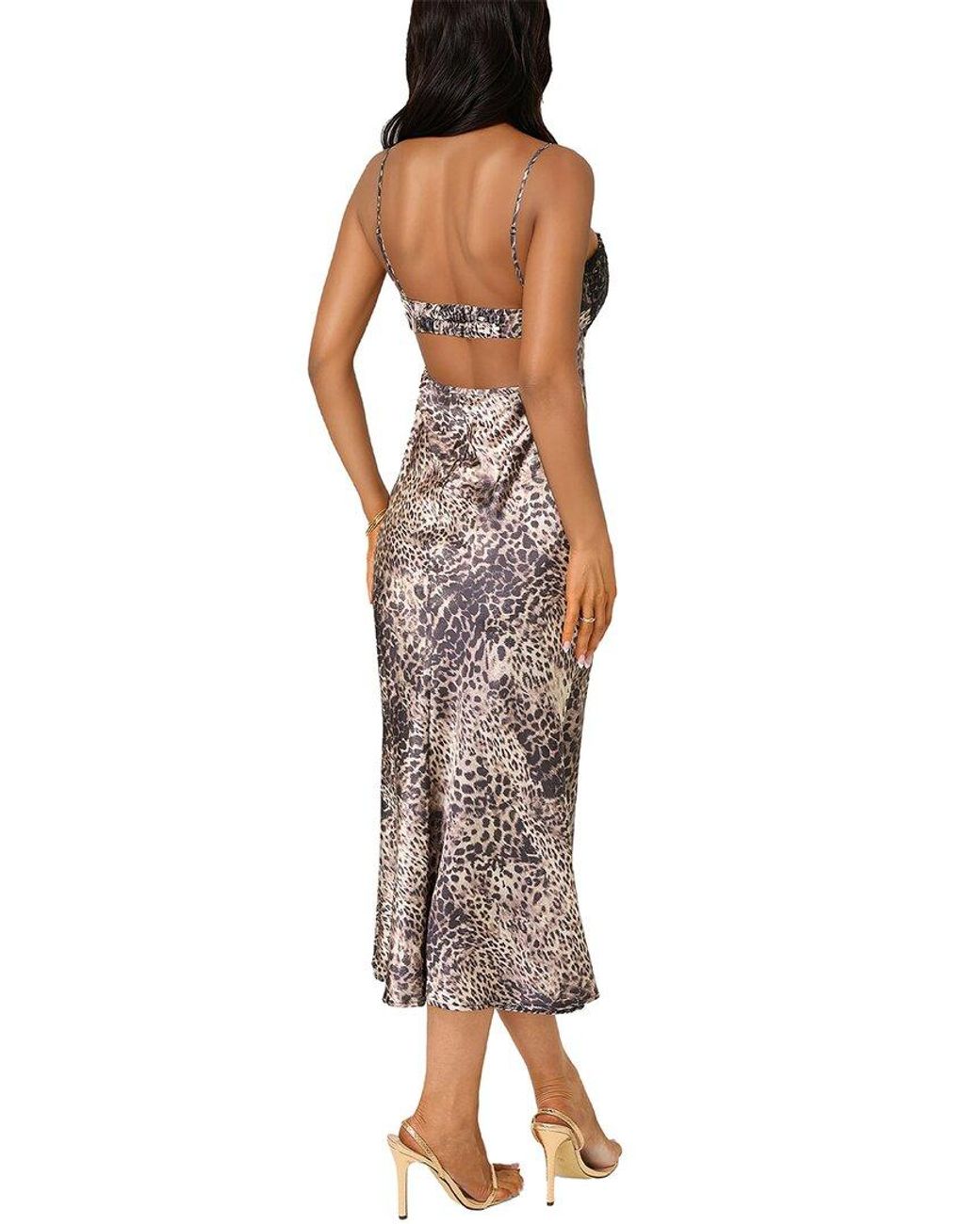 Bebe Brown Print Satin Slipdress