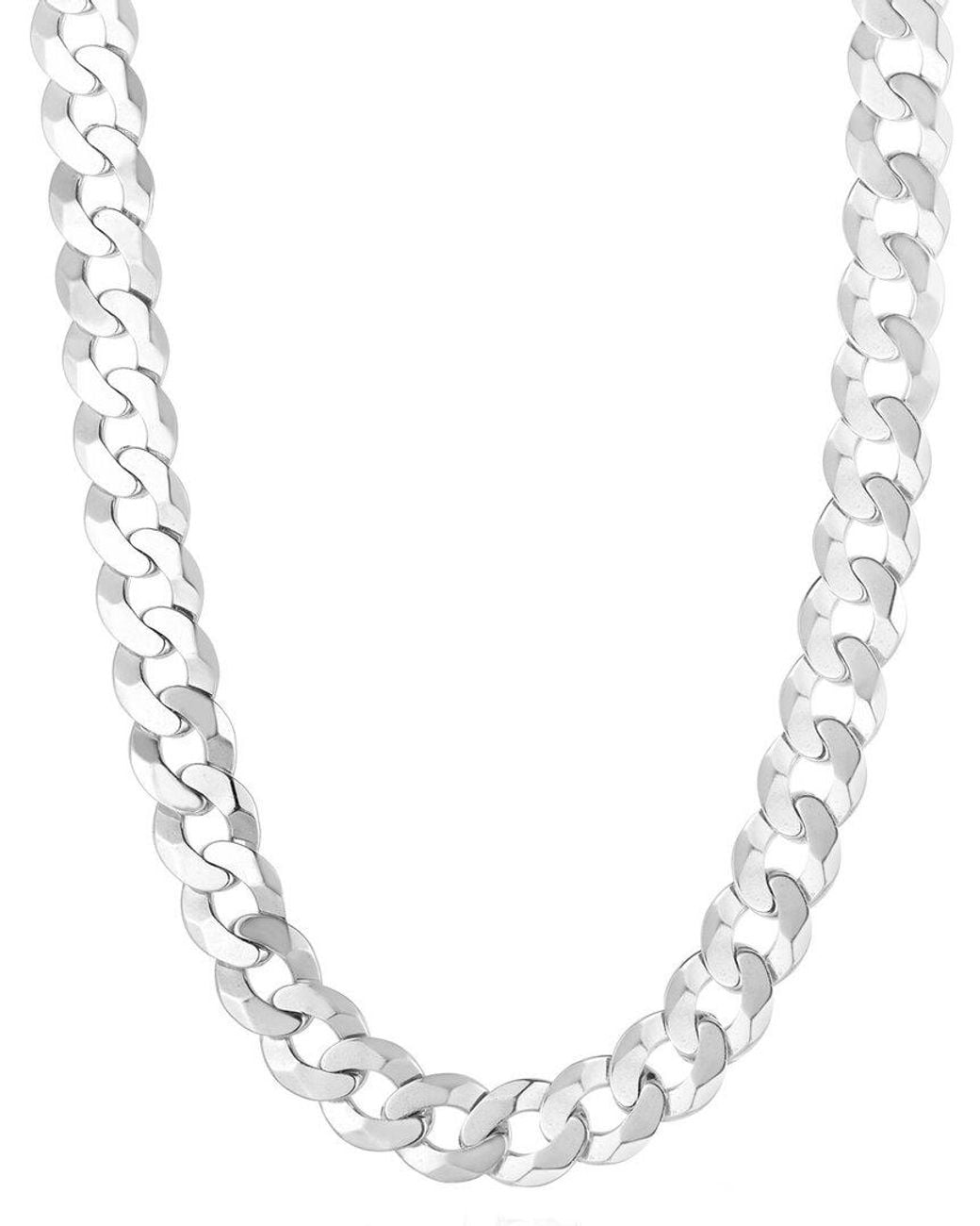 Italian Silver White Comfort Curb Chain Necklace for men