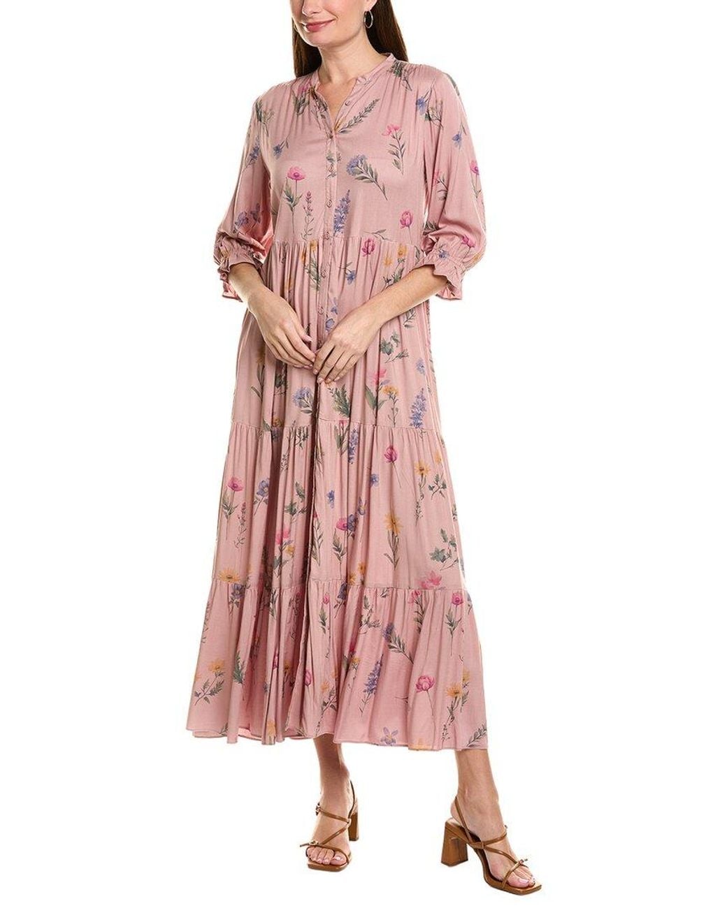 Garrie B Pink Long Sleeve Maxi Dress