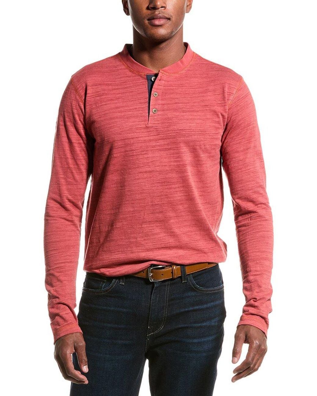 Vintage 1946 Red Burnout Henley Shirt for men