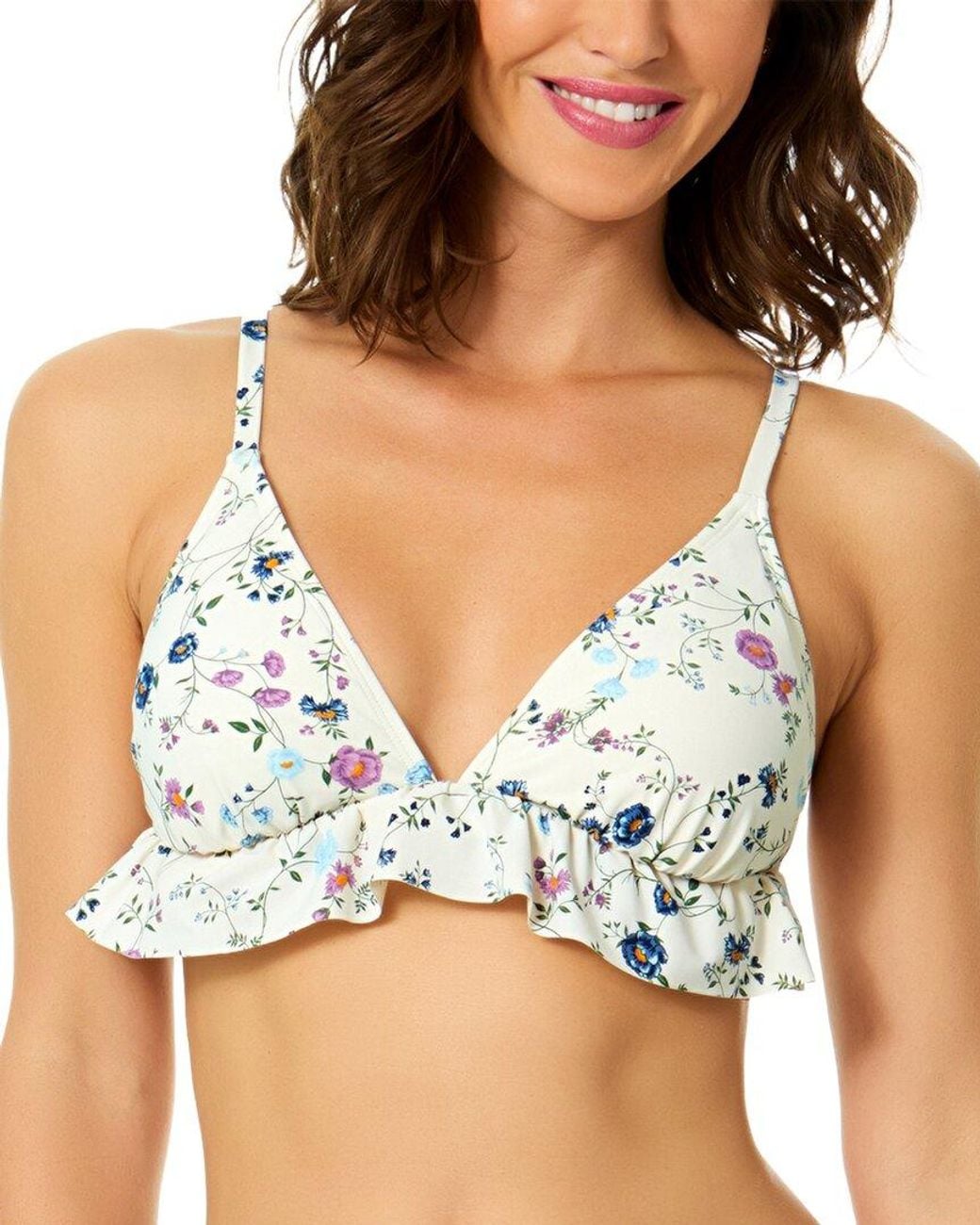 Cece Blue Triangle Ruffle Top