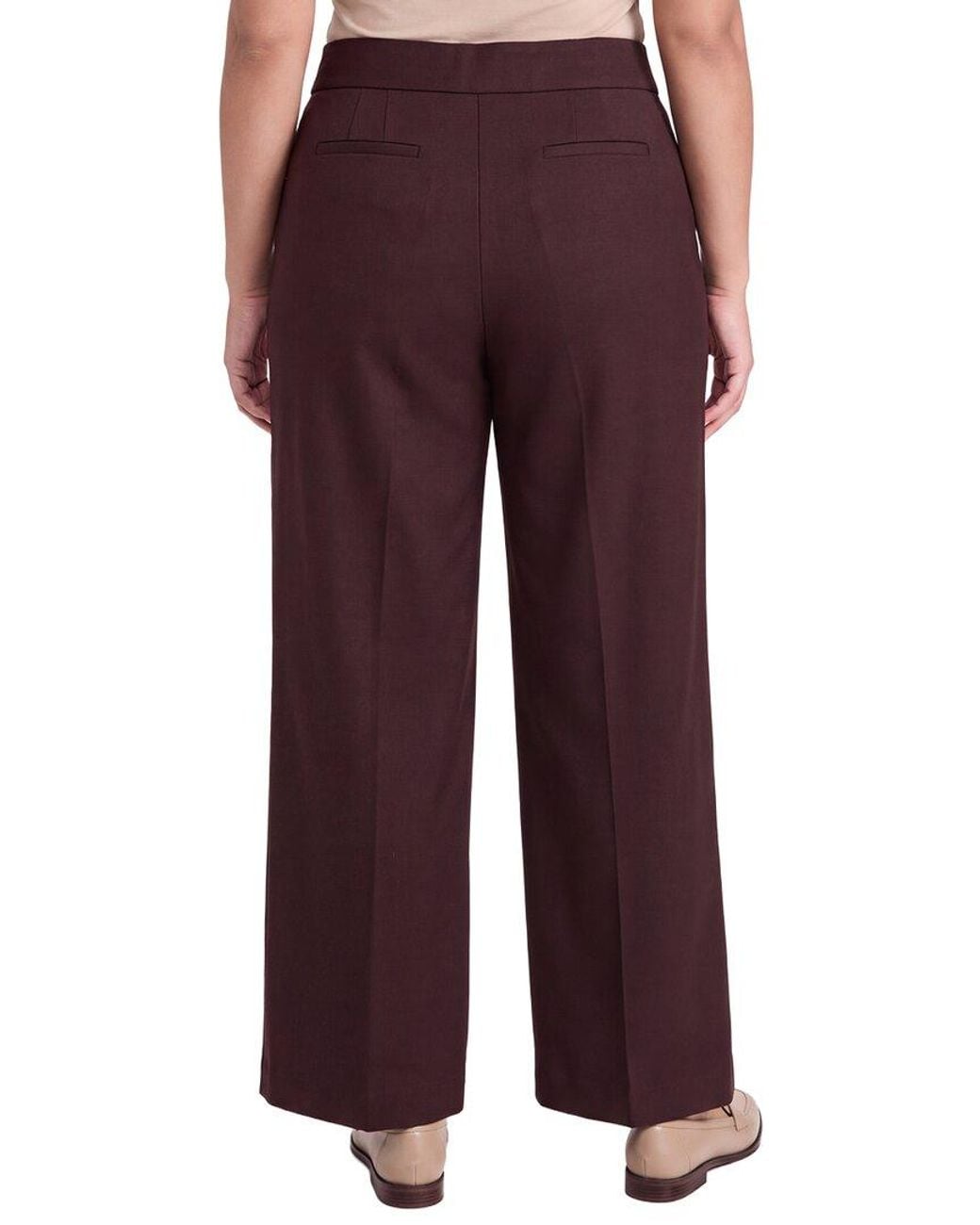 Anne Klein Brown Plus Slash Pocket Wide Leg Pant
