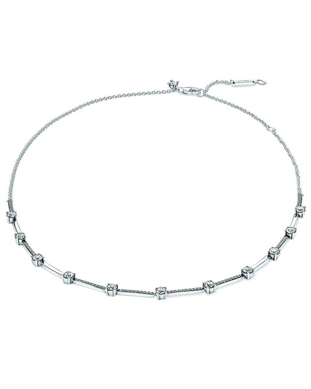 PANDORA Timeless Silver Cz Necklace in White | Lyst
