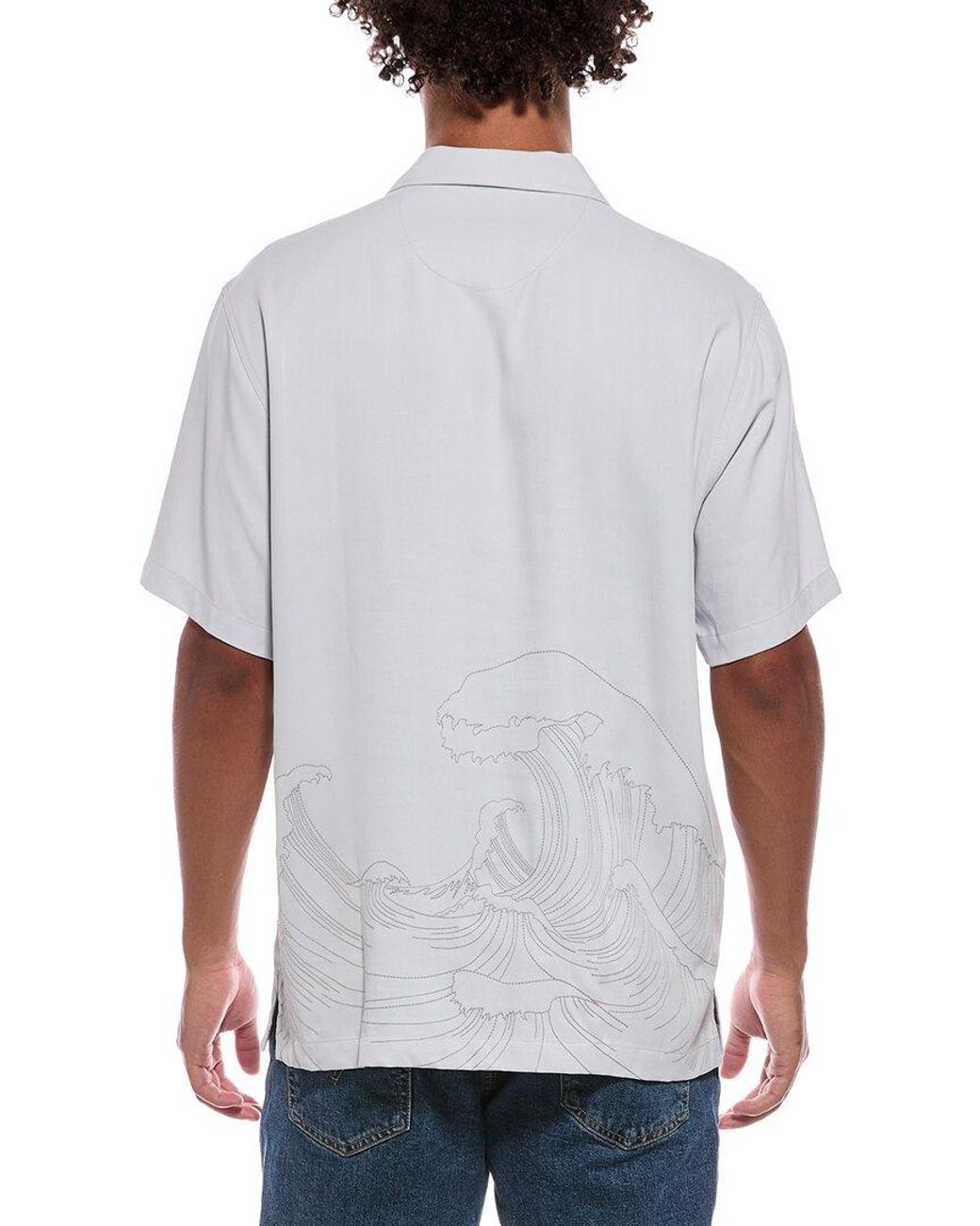 Tommy Bahama White Kahuna Wave Silk Camp Shirt for men