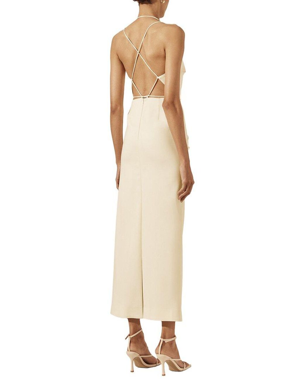 Shona Joy White Lani Draped Cross Back Midi Dress