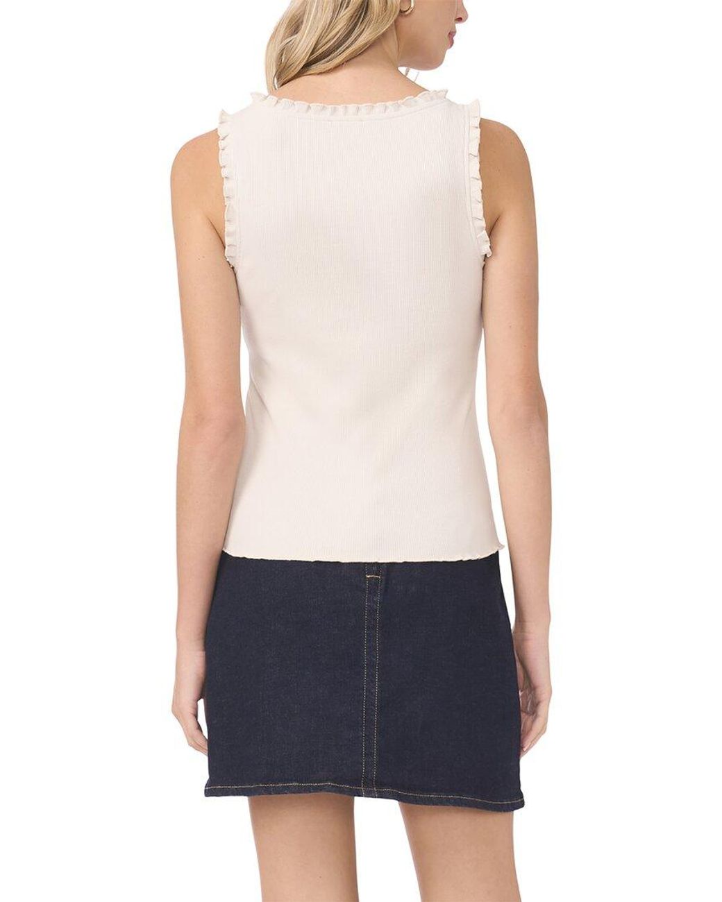 Vince Camuto Blue Ruffle Rib Tank
