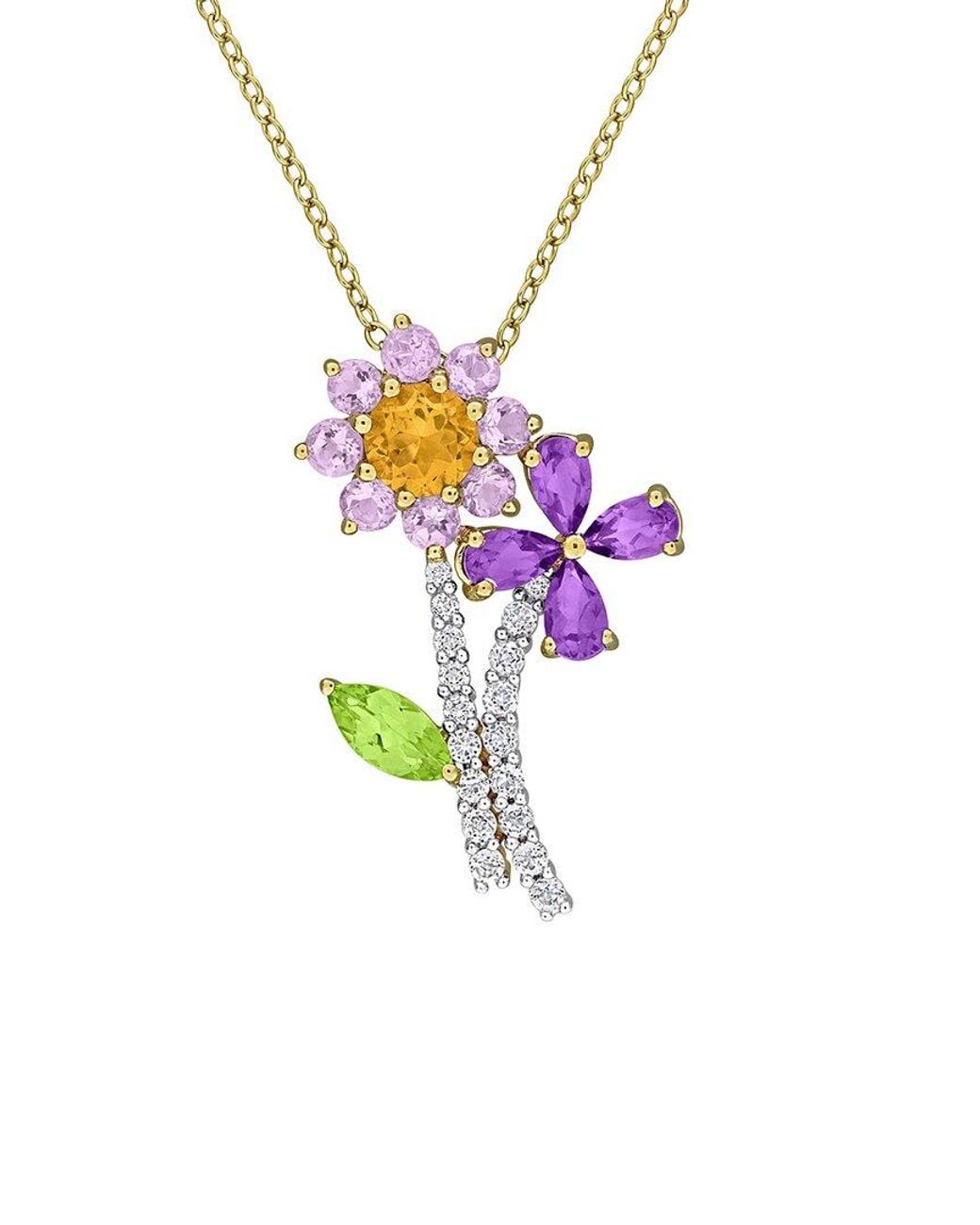Rina Limor White Plated 2.84 Ct. Tw. Gemstone Pendant