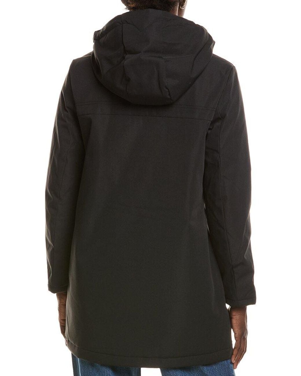 Hunter Black Billie Canvas Mid Length Hooded Rain Jacket