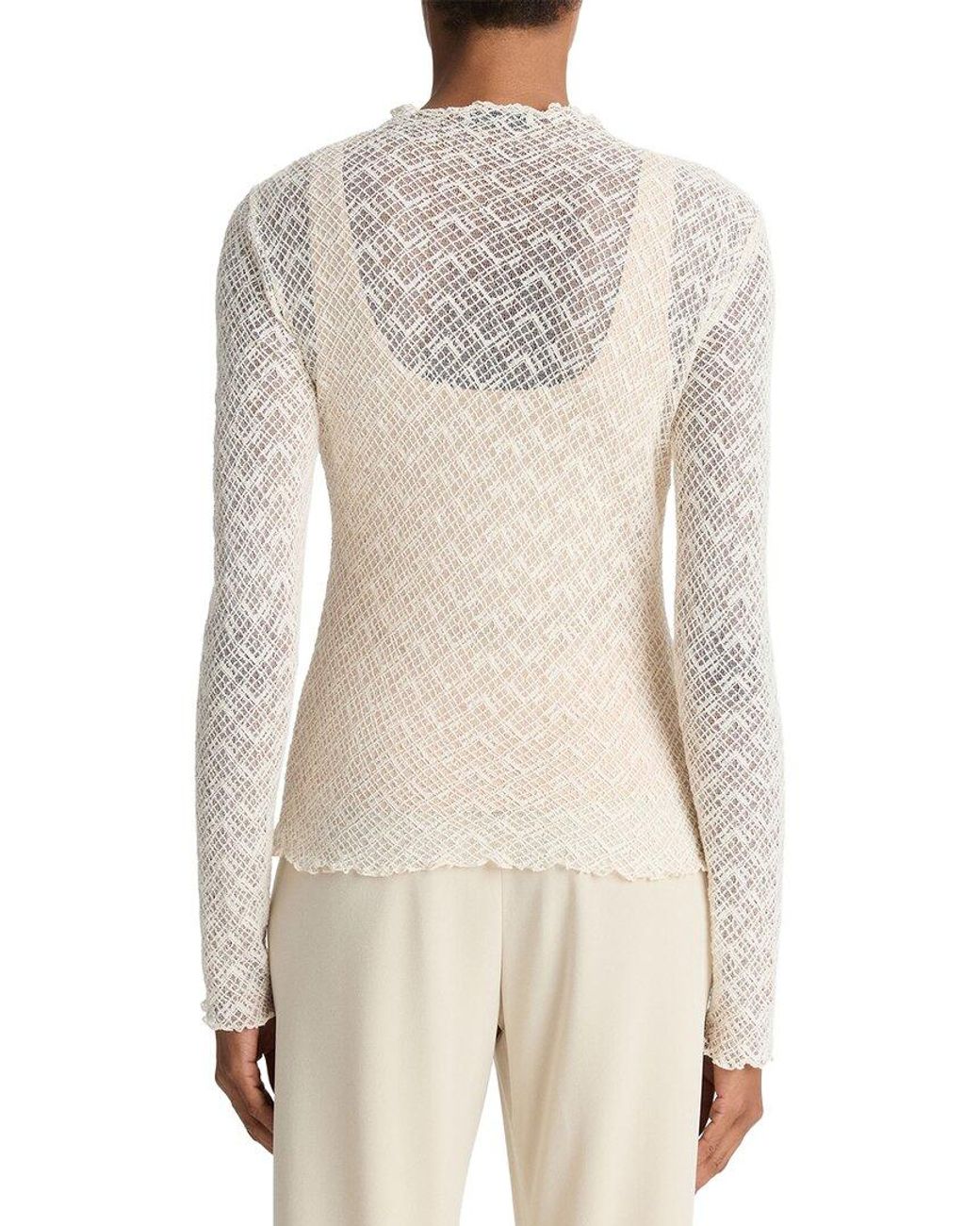 Vince White Lace Mock Neck Top