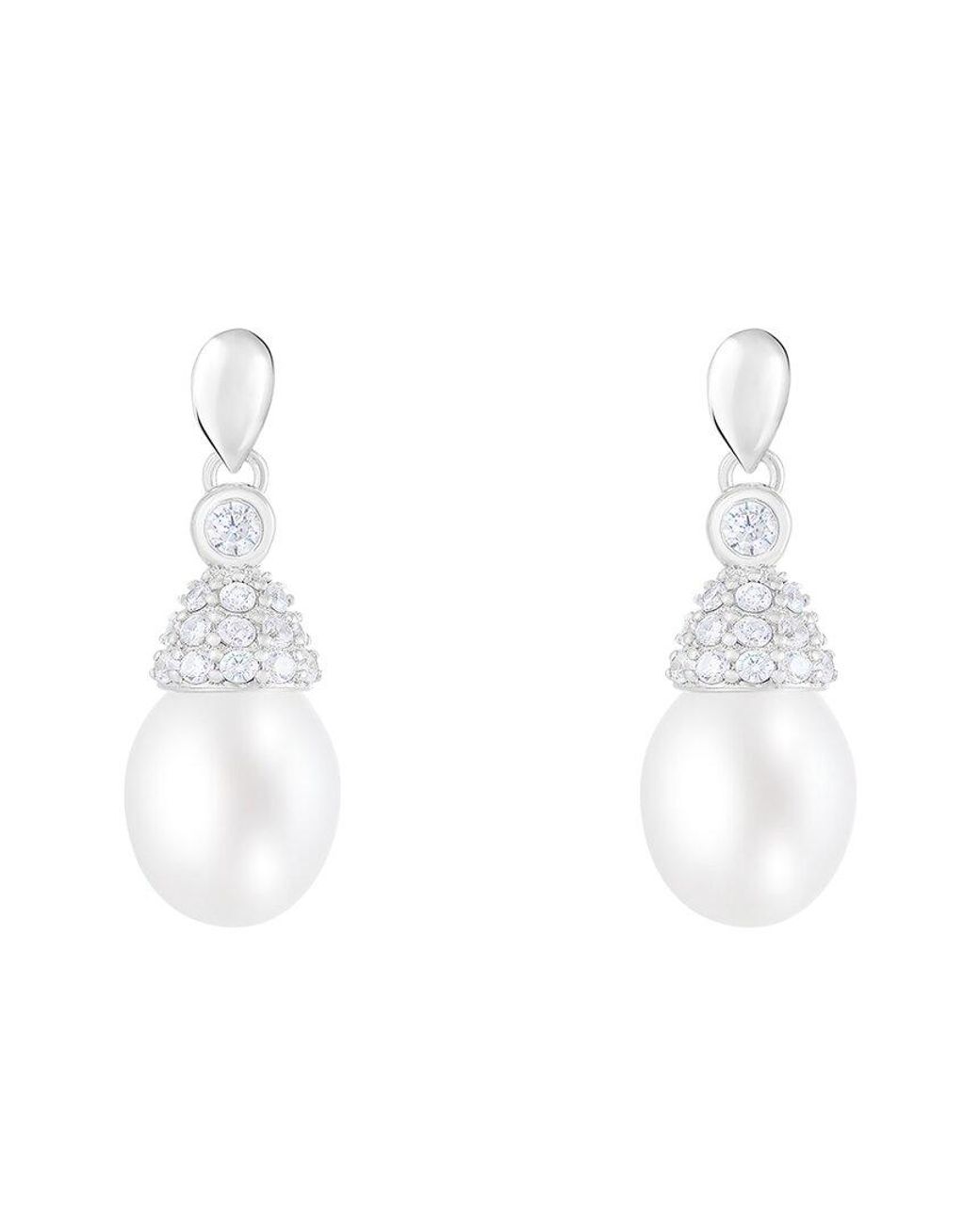 Splendid White 7.5-8Mm Pearl Cz Earrings