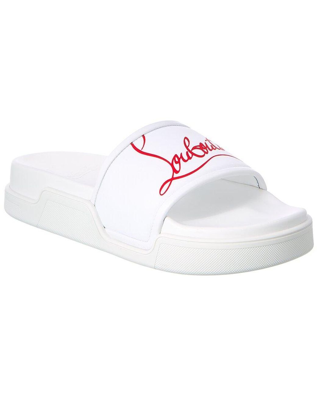 Christian Louboutin Navy Pool Slide in White for Men Lyst