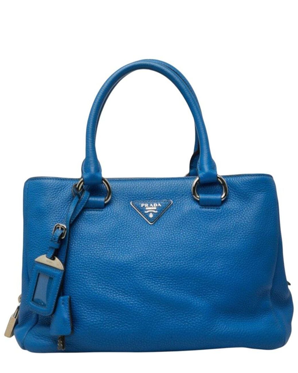 Prada Blue Vitello Daino Tote (Authentic Pre-Loved)