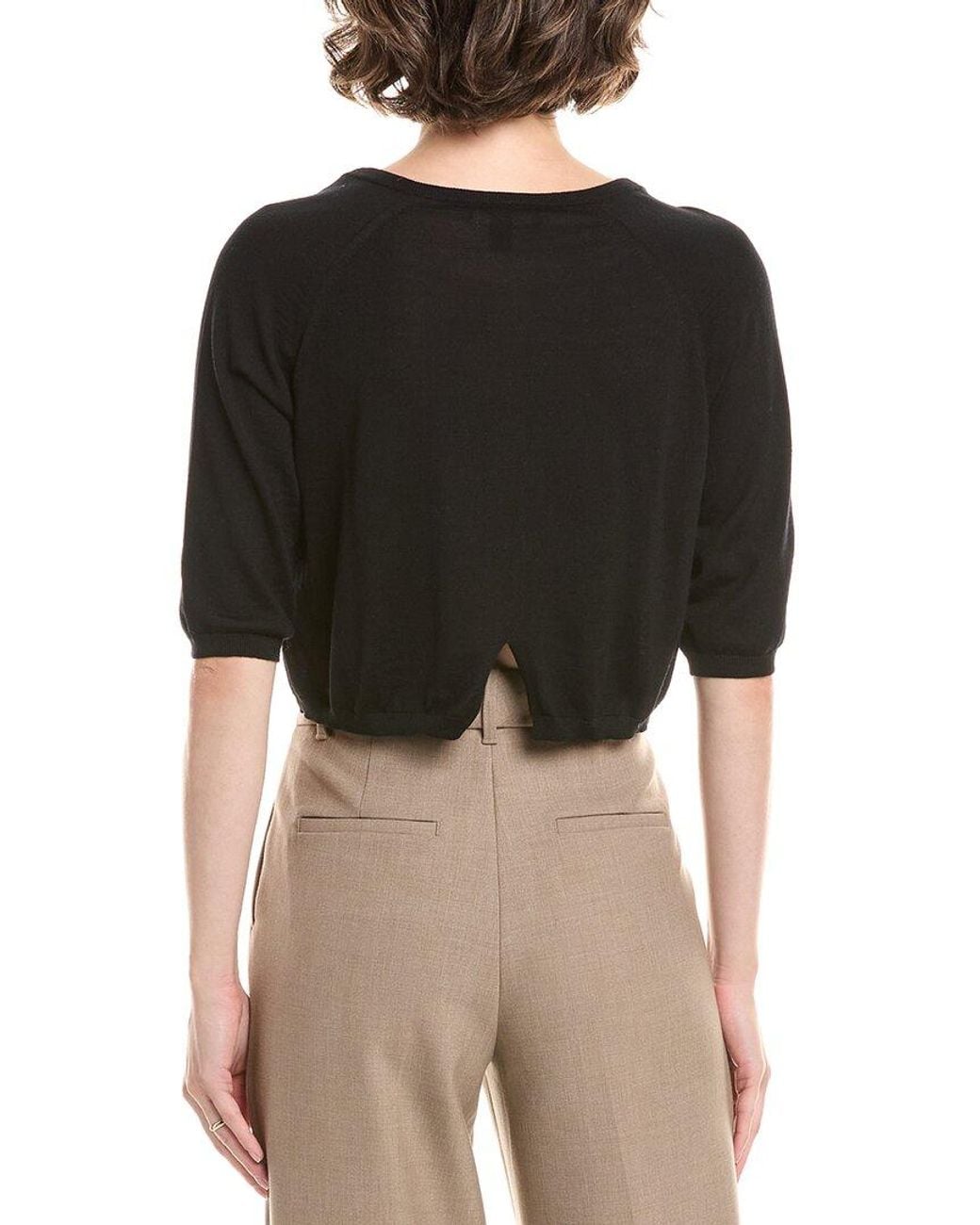Max Mara Black S Max Mara Clima Wool Shoulder Wrap Cardigan