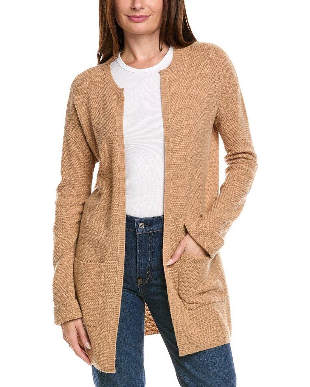 Kier + J Blue Kier + J Wool & Cashmere-Blend Open Cardigan